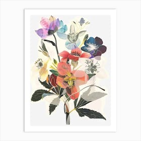 Hellebore 2 Collage Flower Bouquet Art Print