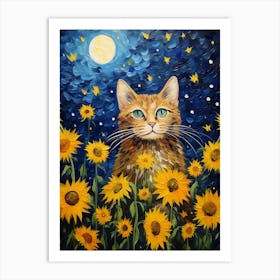 Cat In Sunflowers 5 Art Print