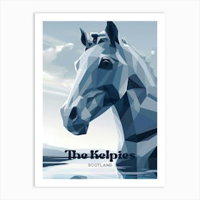 The Kelpies Scotland Sculpture Digital Travel Illustration Art Print