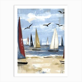 Sailboats At The Beach Art Print