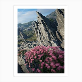 Pink Flowers In The Mountains 5 Art Print