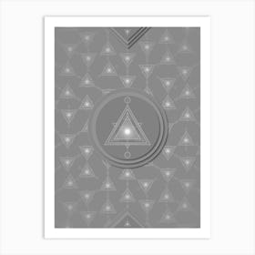 Geometric Glyph Sigil with Hex Array Pattern in Gray n.0140 Art Print