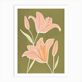 Pink & Green Lily 1 Art Print