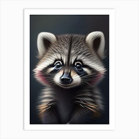 Baby Raccoon Cute Digital 4 Art Print