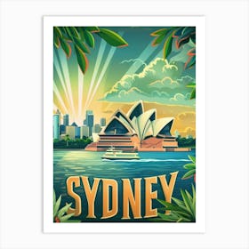 Sydney Vibrant Vintage Style Travel Art Print