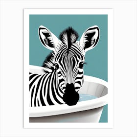 Zebra In A Bath Tub, whimsical animal art, 1110 Art Print