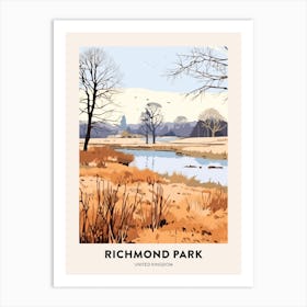 Vintage Winter Travel Poster Richmond Park England 1 Art Print