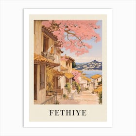 Fethiye Turkey 1 Vintage Pink Travel Illustration Poster Art Print