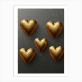 Gold Hearts Art Print