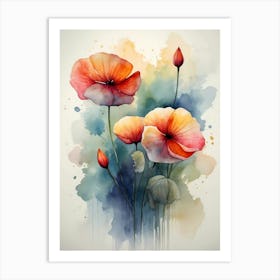 Watercolor Poppies 5 Art Print