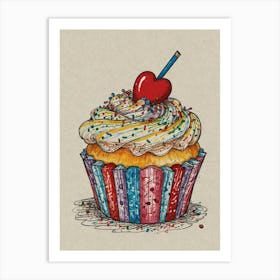 Cupcake With Heart 1 Art Print