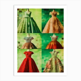 Collage Of Vintage Couture Dresses 2 Art Print