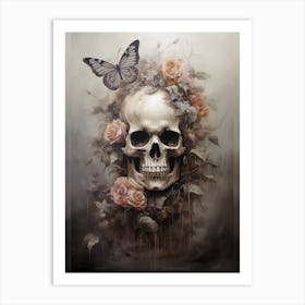 Skull And Roses Art Print