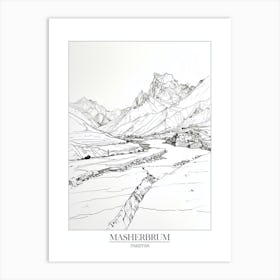 Masherbrum Pakistan Line Drawing 3 Poster Art Print