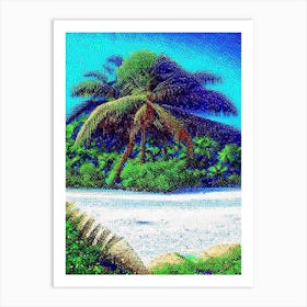 Tulum National Park Mexico Pointillism Art Print