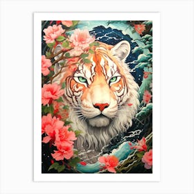 Tiger In Bloom Art Print