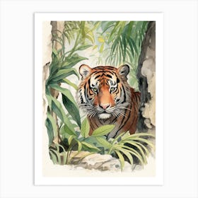 Storybook Animal Watercolour Siberian Tiger 3 Art Print