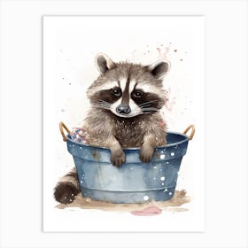 A Panama Canal Raccoon Watercolour Illustration Story 4 Art Print