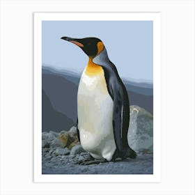 Emperor Penguin Gold Harbour Minimalist Illustration Illustration 4 Art Print