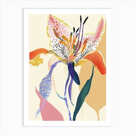 Colourful Flower Illustration Gloriosa Lily 4 Art Print