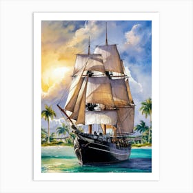 Sailing Ship In The Ocean Art Print