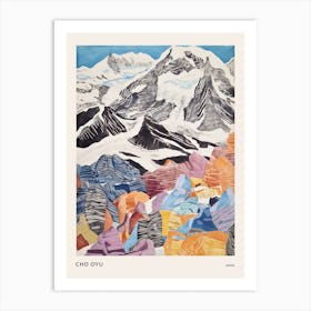 Cho Oyu Nepal 3 Colourful Mountain Illustration Poster Art Print