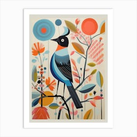 Colourful Scandi Bird Mockingbird 1 Art Print
