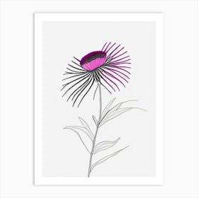 Echinacea Floral Minimal Line Drawing 1 Flower Art Print