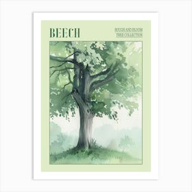 Beech Tree Atmospheric Watercolour Painting 3 Poster Art Print