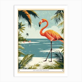 Greater Flamingo Salt Pans And Lagoons Tropical Illustration 6 Poster Art Print