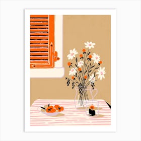 Table With Flowers Art Print