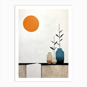 Vases And Sun, Boho Art Style Art Print