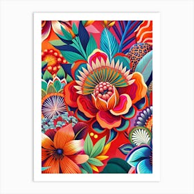 Colorful Floral Pattern 1 Art Print