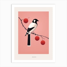 Minimalist Magpie 1 Bird Poster Art Print