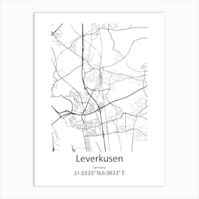 Leverkusen,Germany Minimalist Map Art Print