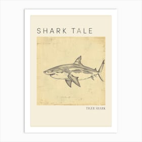Tiger Shark Vintage Illustration 1 Poster Art Print