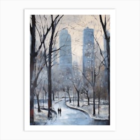 Winter City Park Painting Central Park New York City 1 Art Print