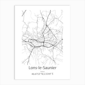 Lons Le Saunier,France Minimalist Map Art Print