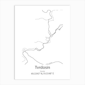 Tvrdosin,Slovakia Minimalist Map Art Print