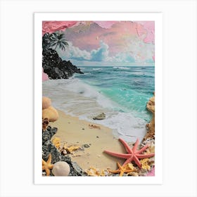 Retro Kitsch Beach Collage 1 Art Print