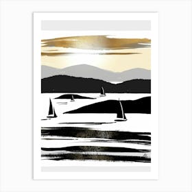 Sailboats At Sunset 23 Art Print