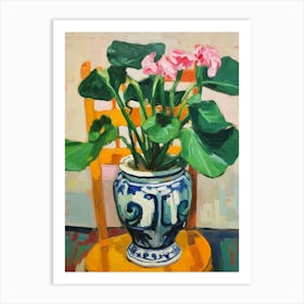 Flowers In A Vase Still Life Painting Cyclamen 2 Art Print