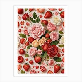 Roses And Strawberries Art Print