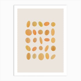 Bright Print Inspired by British Pebble Beaches in Yellow Tones Art Print