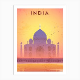 India, Taj Mahal — Retro travel minimalist poster Art Print