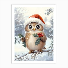 Christmas Owl 2 Art Print