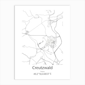 Creutzwald,France Minimalist Map Art Print