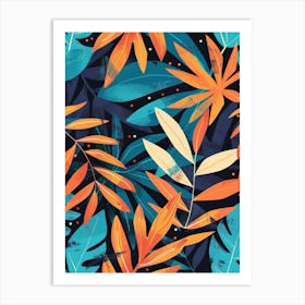 Tropical Leaves Seamless Pattern 7 Art Print