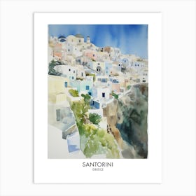 Santorini Greece Watercolour Travel Poster 2 Art Print