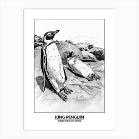 Penguin Sunbathing On Rocks Poster 8 Art Print